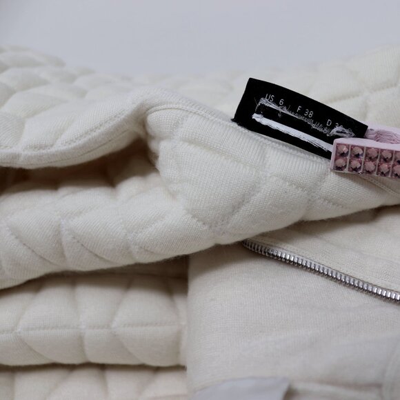 Akris 6 Medium Quilted Ivory Parka Jacket Blazer Coat - Picture 11 of 15